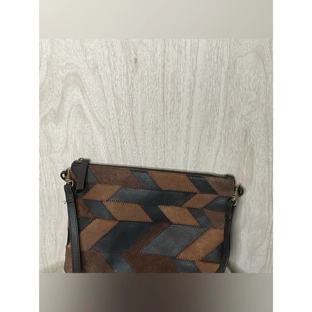 Lucky Brand Brown & Black Patchwork Chevron Crossbody
